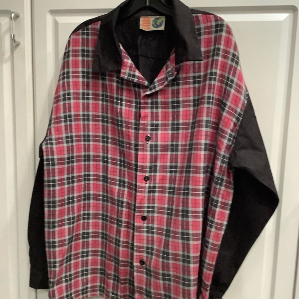Vtg I.O.U Black Denim Plaid 100% Cotton Button Up Long Sleeve Made In  USA Sz XL